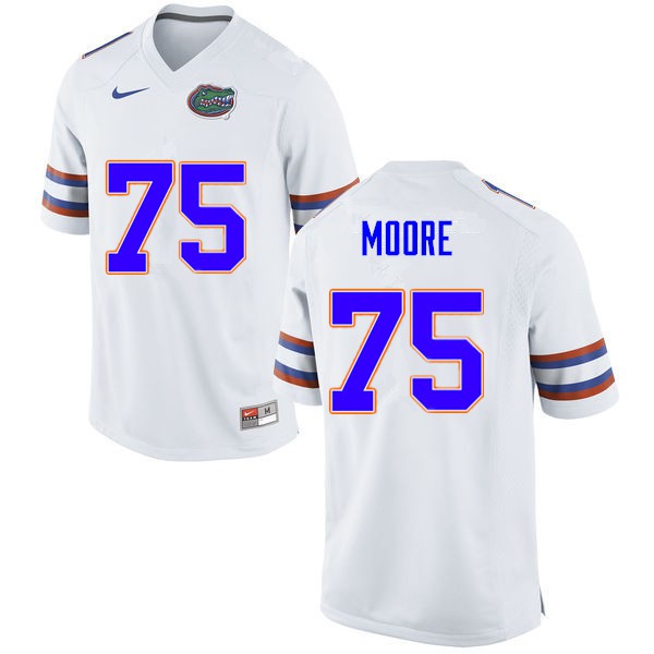 Men #75 T.J. Moore Florida Gators College Football Jersey White